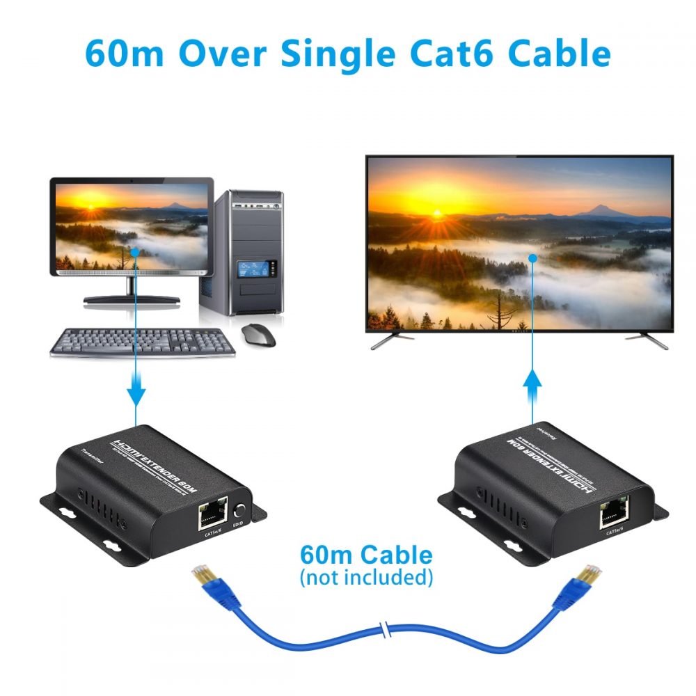 1080P HDMIエクステンダー 60m CAT6 / CAT6A / CAT7 - 画像 (4)