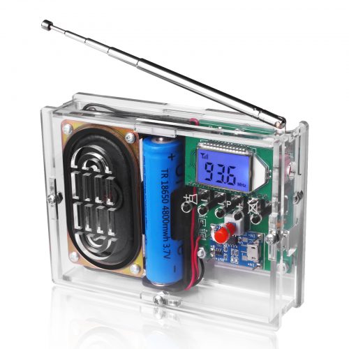 DIY キット 液晶ディスプレイ付き FMラジオ 受信機 76-108MHz  3.7V 5W 8Ω スピーカー