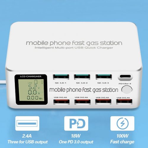 100W 8ポート QC 3.0 PD USB 3.0 Type-C チャージャー 急速充電対応