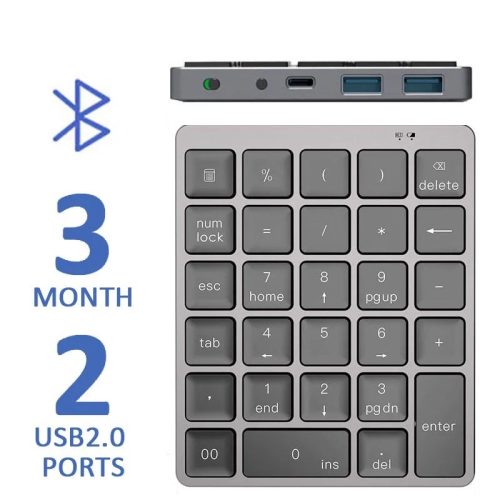 Bluetooth ワイヤレス テンキー + USB ２.0ハブ
