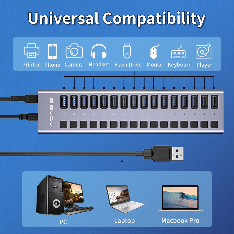 16/10/4 ポート USB 3.0 ハブ スプリットスイッチ -