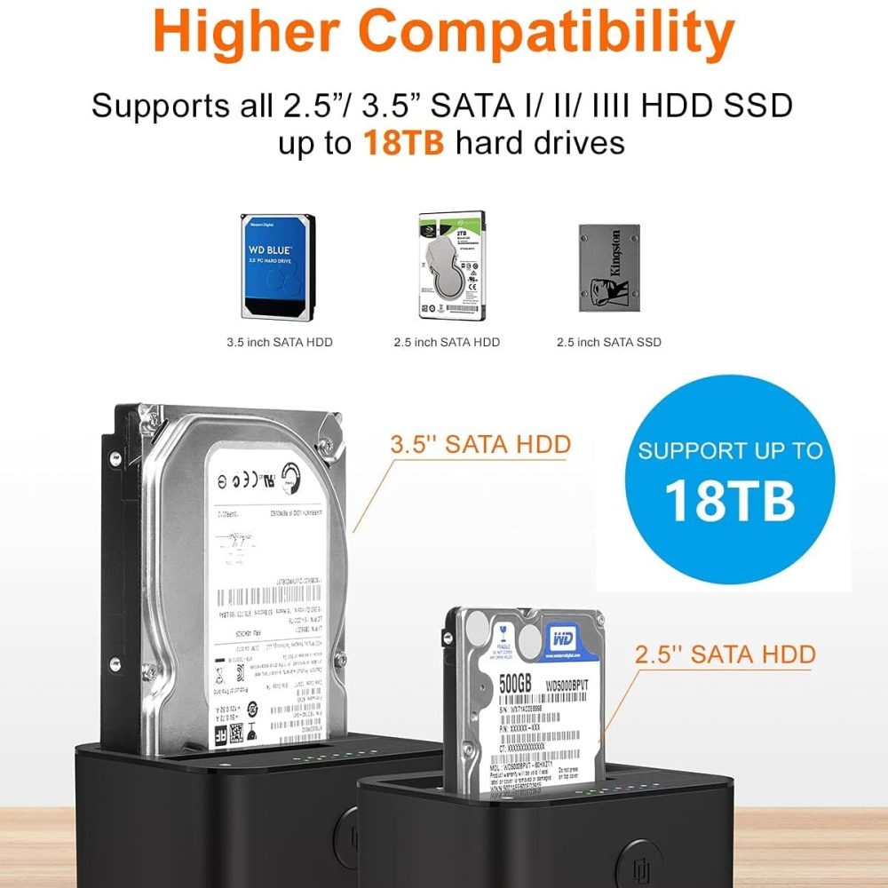 クローン機能付き 2.5/3.5インチ SATA ハードディスク・SSD デュアル ドッキングステーション USB 3.0接続 UASP - 画像 (3)