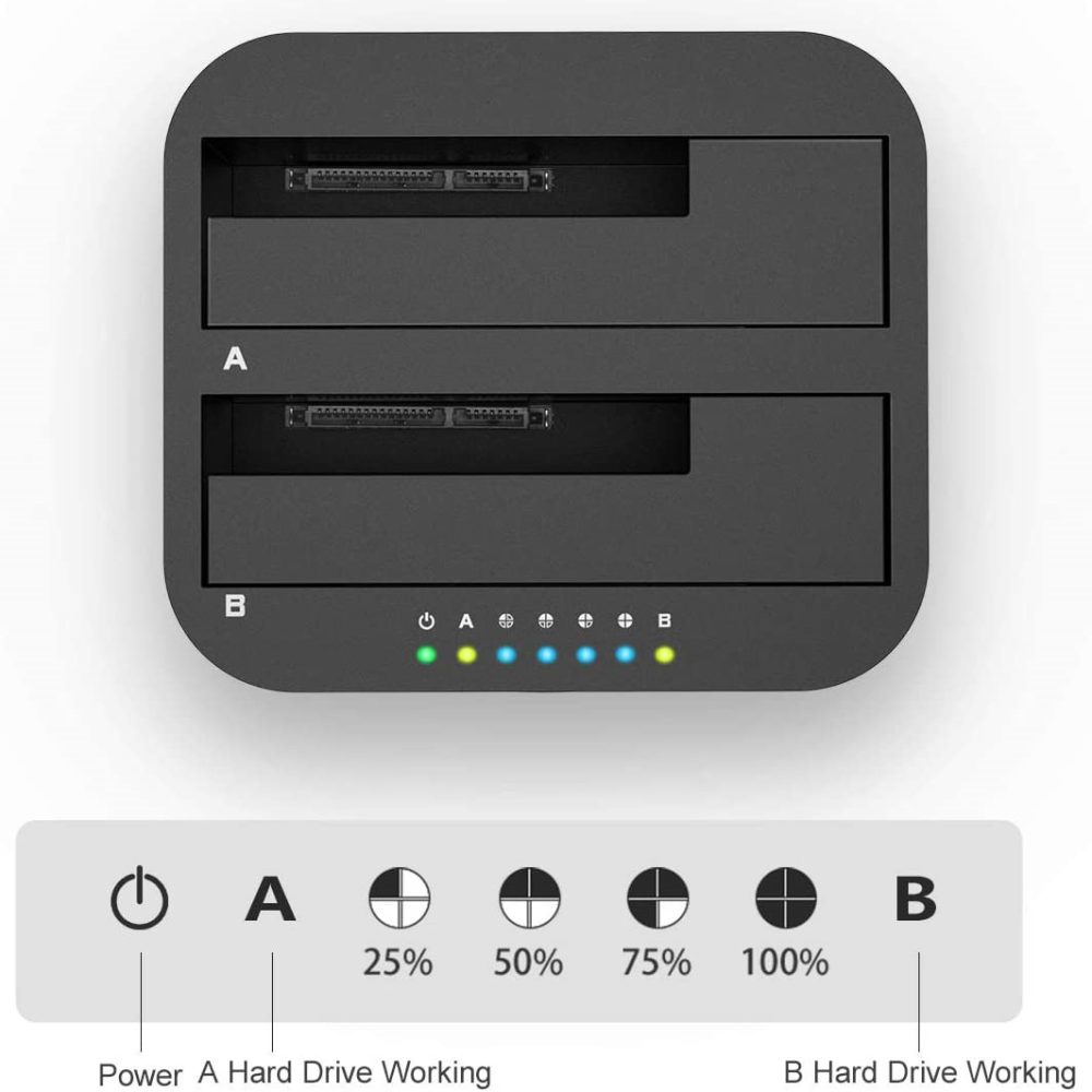 クローン機能付き 2.5/3.5インチ SATA ハードディスク・SSD デュアル ドッキングステーション USB 3.0接続 UASP - 画像 (5)