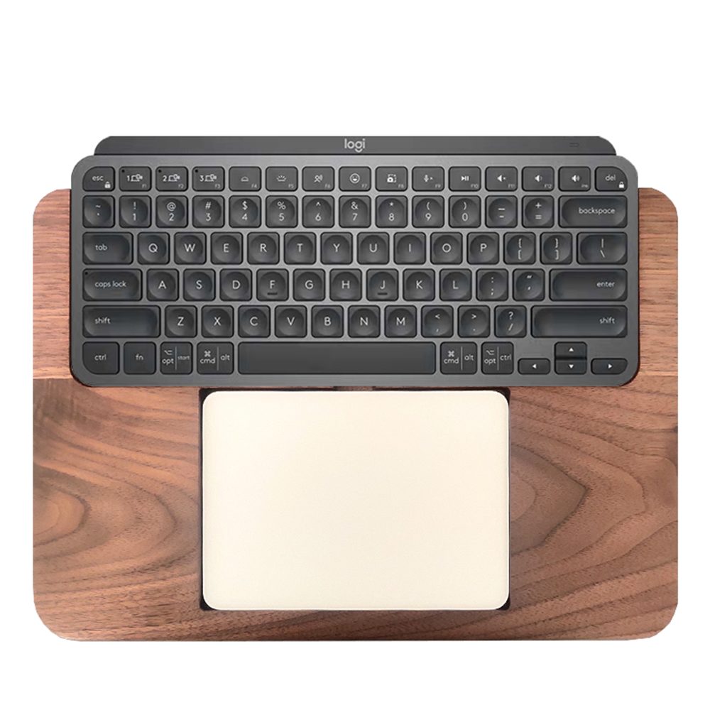 ウォルナット ソリッド 木材 ロジクール MX Keysキーボード + Magic Trackpad リストサポートパッドトレイ - 画像 (3)