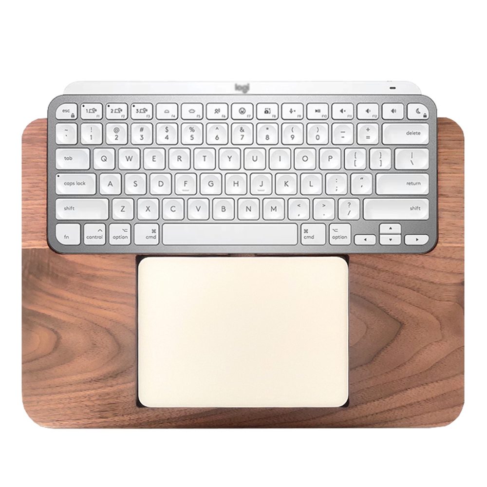 ウォルナット ソリッド 木材 ロジクール MX Keysキーボード + Magic Trackpad リストサポートパッドトレイ - 画像 (4)