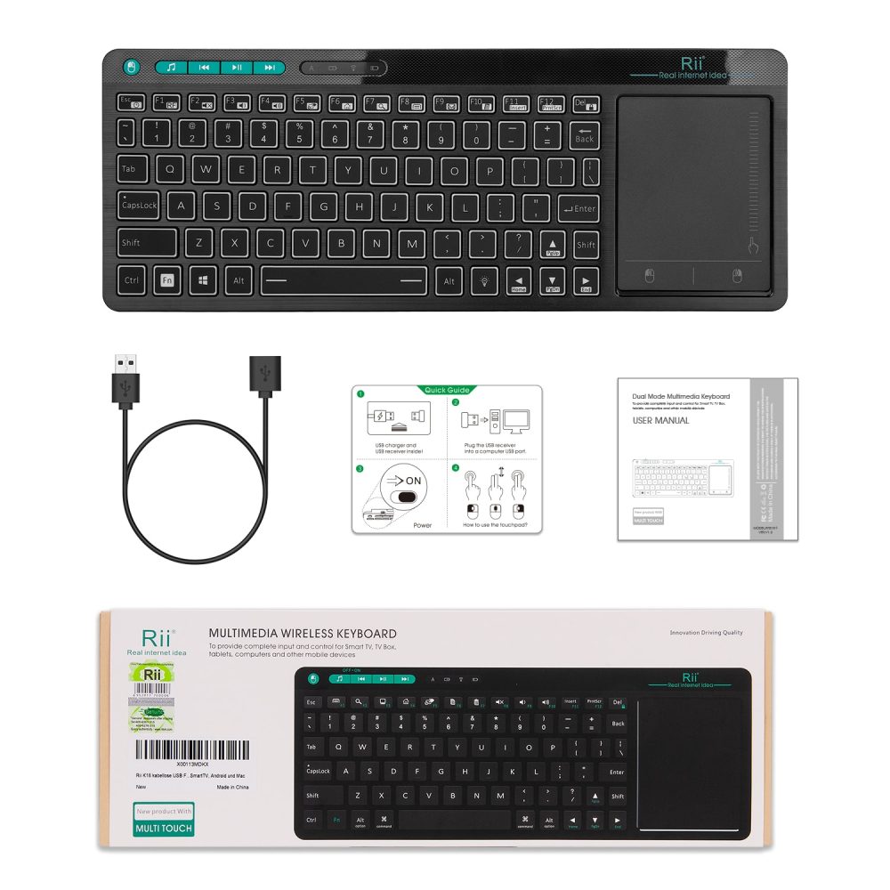 ２.4GHz タッチパッド付き ワイヤレス マルチメディア キーボード - 画像 (8)