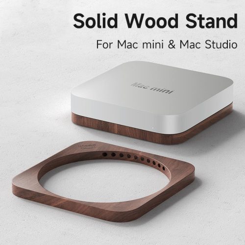 Mac Mini & Mac Studio対応 天然ブラックウオルナット デスクトップスタンド マウントベース