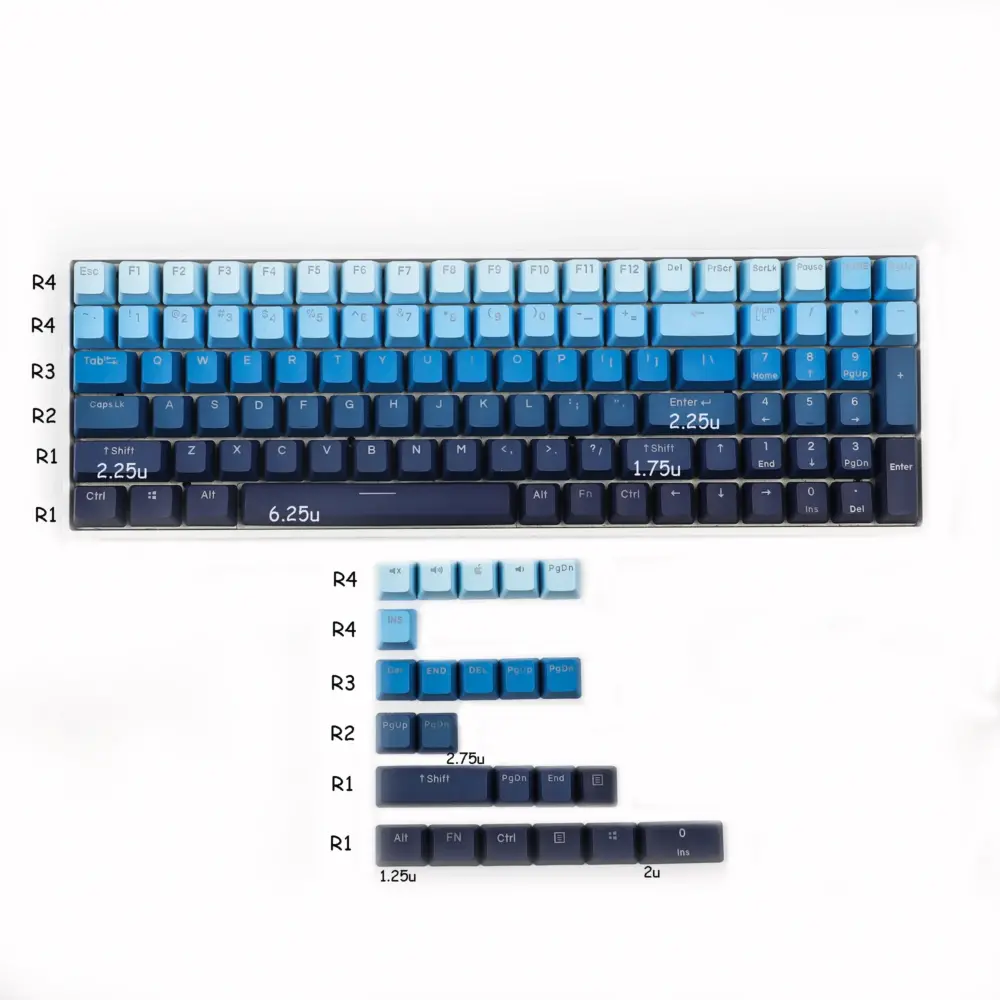 108 122 ブルー系グラデーション OEMプロファイル メカニカルキーボード キーキャップ - 画像 (4)