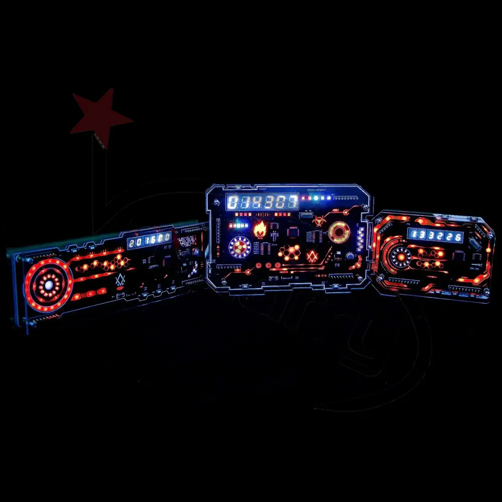 サイバーパンク RGB LED DIY ハンドメイド デスクトップクロック - 画像 (5)
