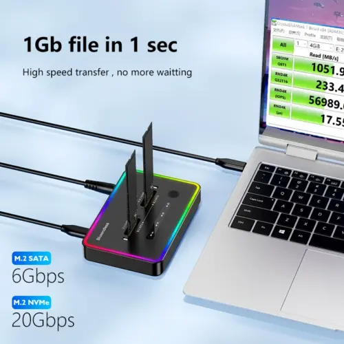 オフライン クローン デュアルプロトコル M.2 SATA NVME SSD ケース 2ベイ ドッキングステーション