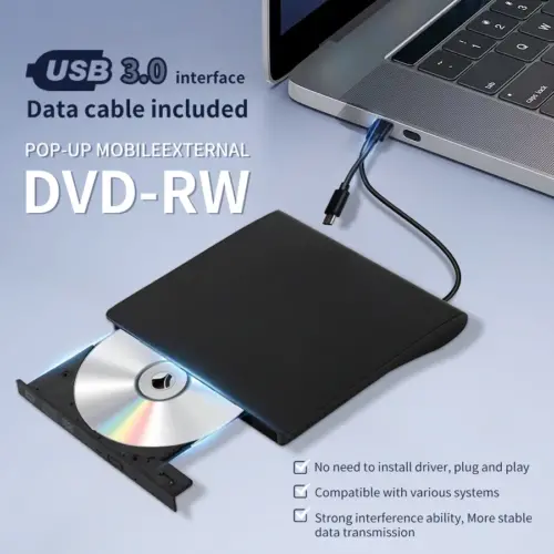 超薄型ポータブル 外付け DVD ドライブ USB 3.0 Type-C