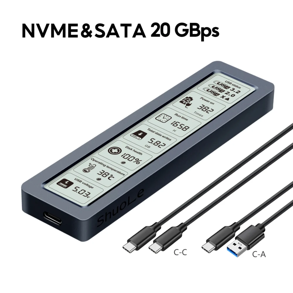 M.2 NVMe/SATA SSDケース USB 3.2 Gen 2 可視化ディスプレイ搭載 - 画像 (7)