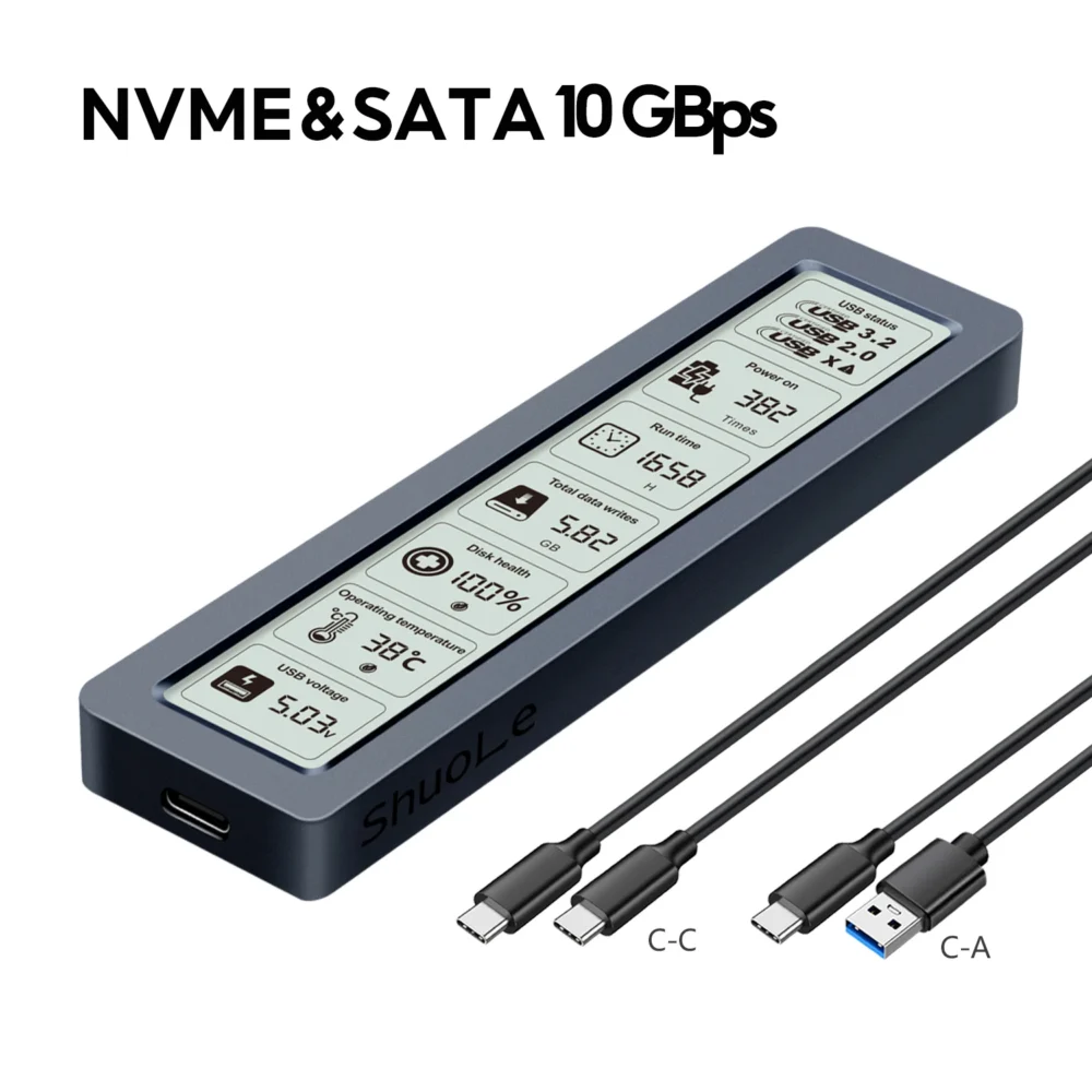 M.2 NVMe/SATA SSDケース USB 3.2 Gen 2 可視化ディスプレイ搭載 - 画像 (10)