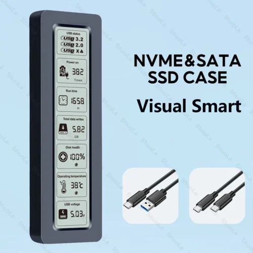M.2 NVMe/SATA SSDケース USB 3.2 Gen 2 可視化ディスプレイ搭載