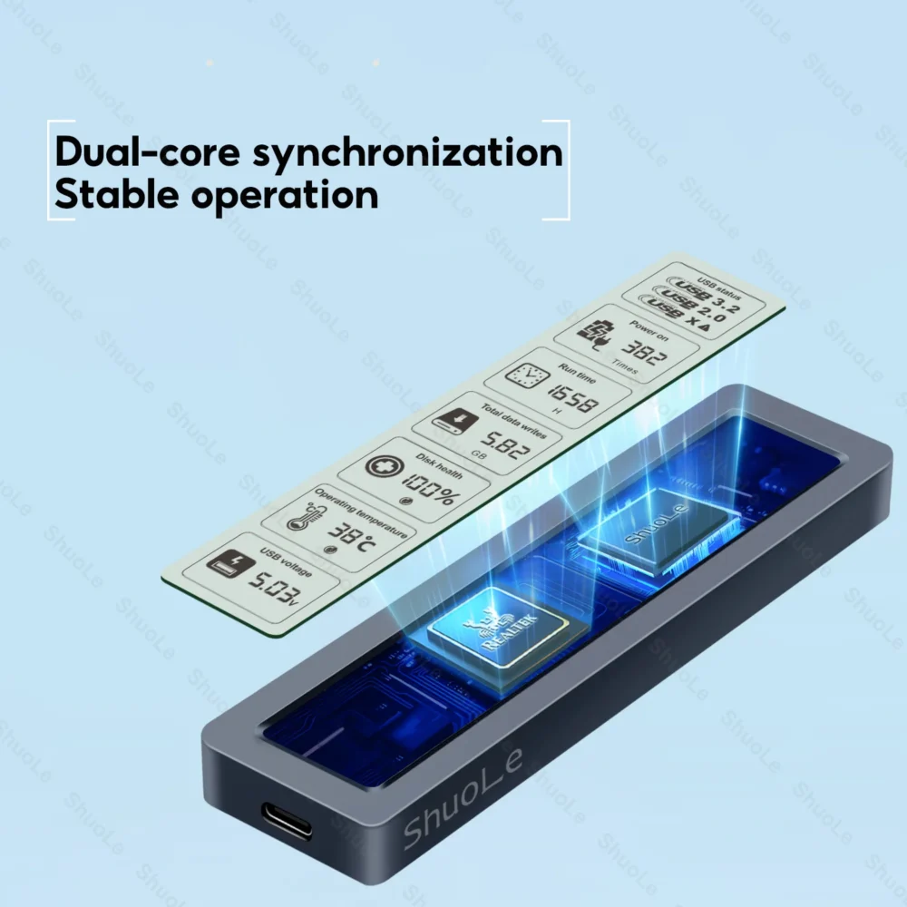 M.2 NVMe/SATA SSDケース USB 3.2 Gen 2 可視化ディスプレイ搭載 - 画像 (4)