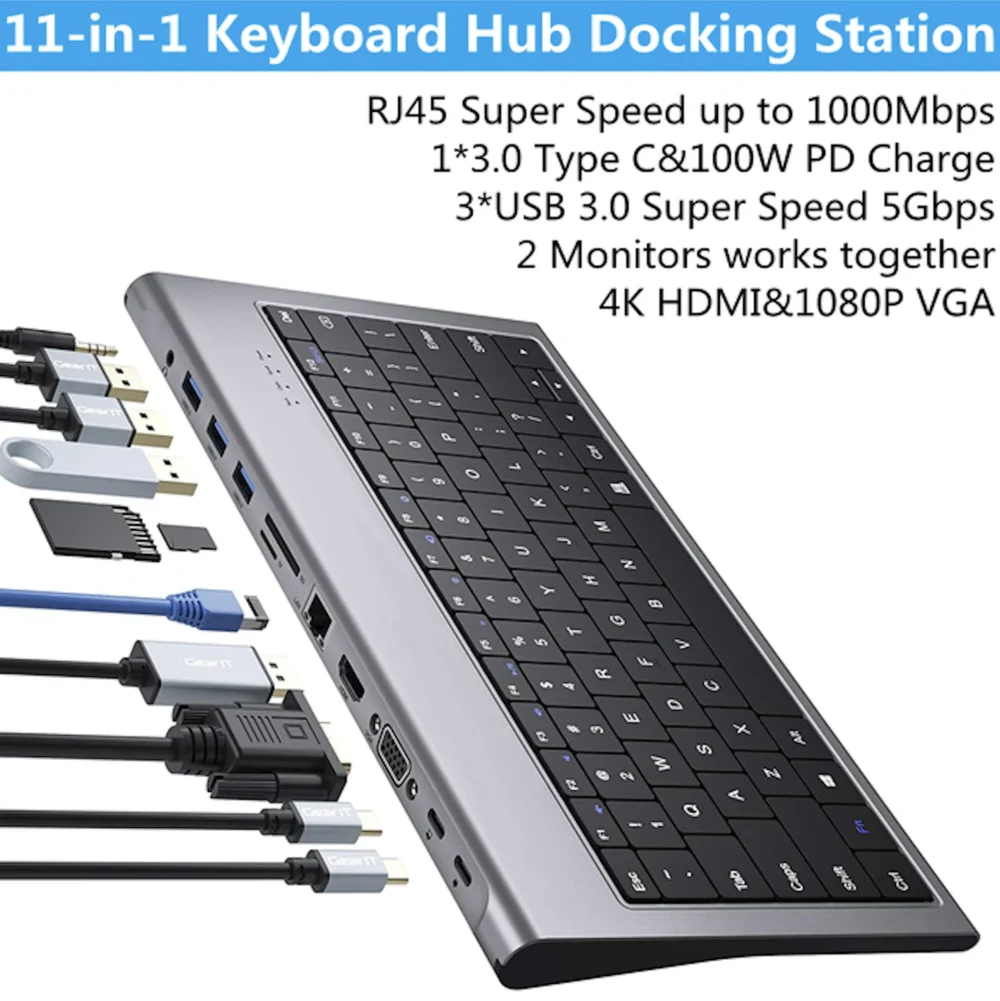 11-in-1 多機能USB-Cドッキングステーション一体型キーボード - 画像 (2)