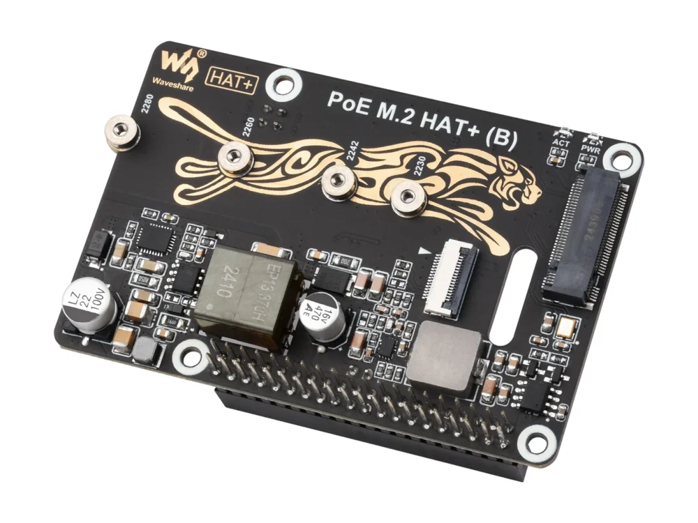 Raspberry Pi 5専用 PoE M.2 HAT+ (B)：NVMe SSD対応 拡張ボード