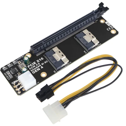 GEN4対応 2ポート SlimSAS 8i x2 → PCIe 4.0 x16 変換ライザーカード