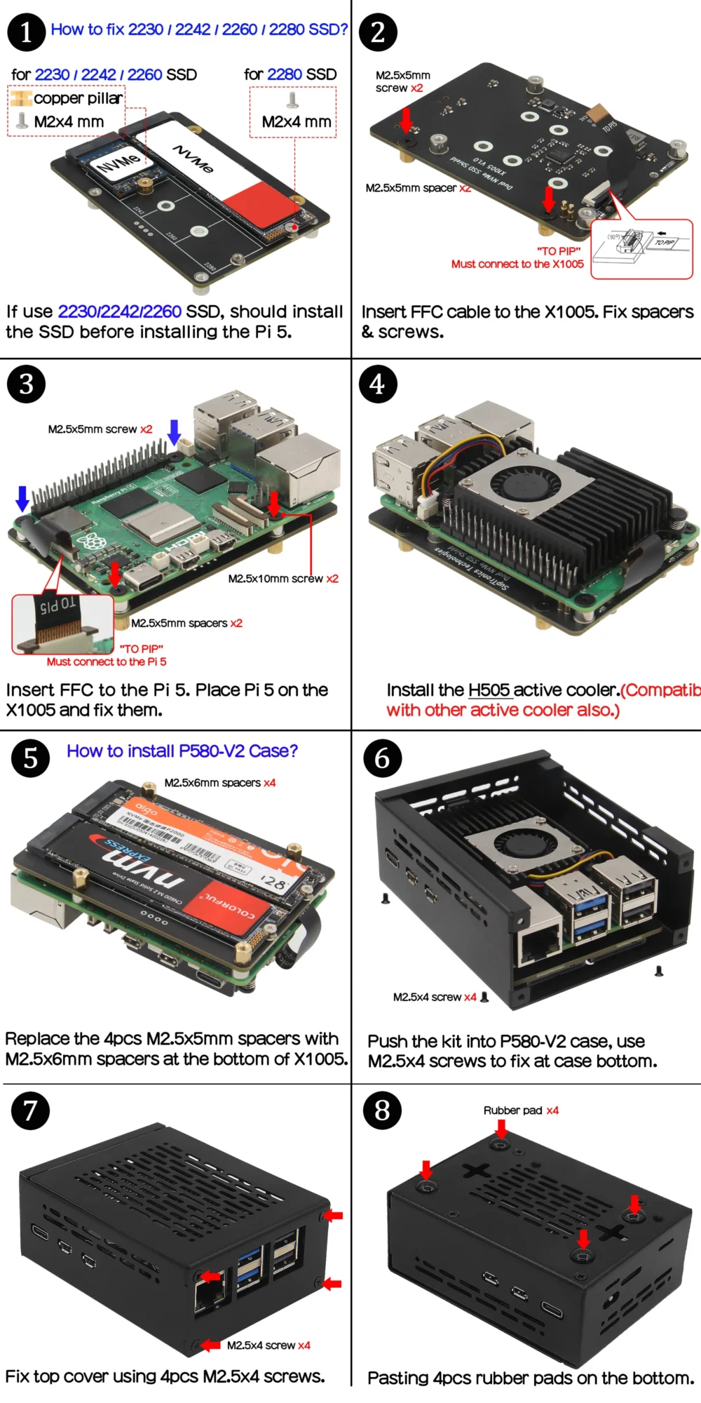 Raspberry Pi 5専用 X1005 デュアル M.2 NVMe SSD シールド - 画像 (6)