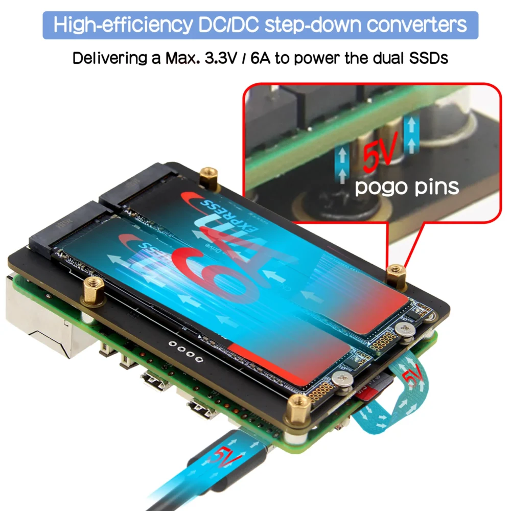 Raspberry Pi 5専用 X1005 デュアル M.2 NVMe SSD シールド - 画像 (2)