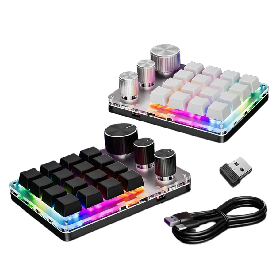16キー + 3ノブ搭載 3モード対応(有線/Bluetooth/2.4GHz) プログラマブルマクロキーパッド - 画像 (2)