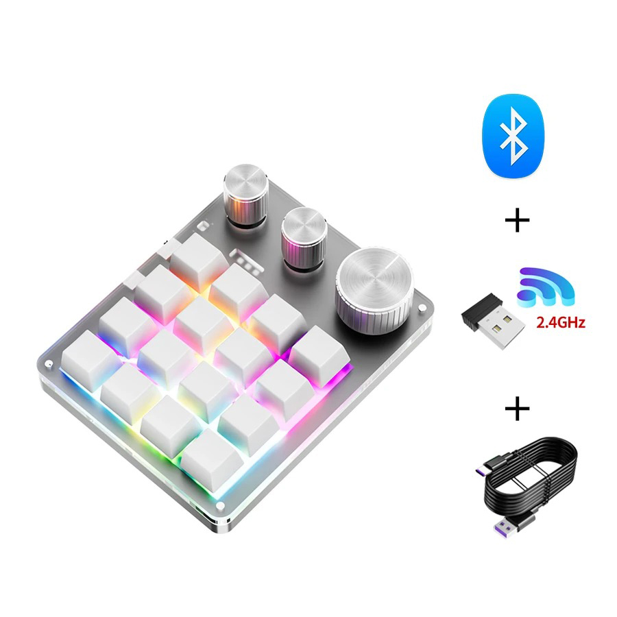 16キー + 3ノブ搭載 3モード対応(有線/Bluetooth/2.4GHz) プログラマブルマクロキーパッド - 画像 (7)