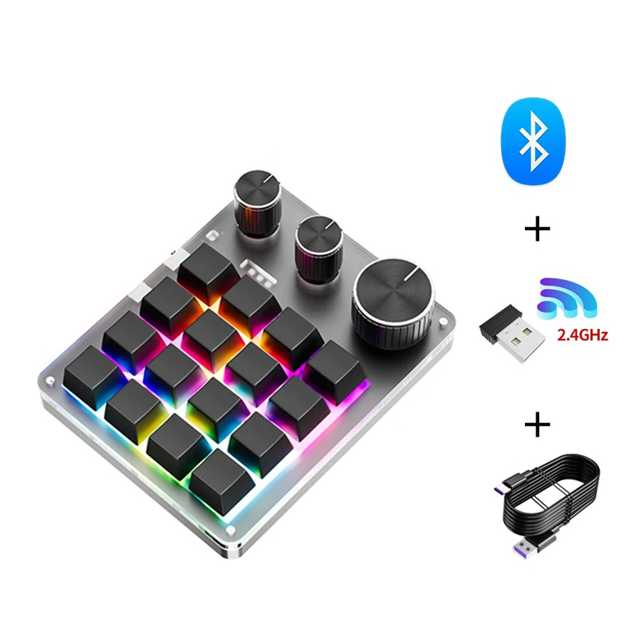 16キー + 3ノブ搭載 3モード対応(有線/Bluetooth/2.4GHz) プログラマブルマクロキーパッド - 画像 (5)