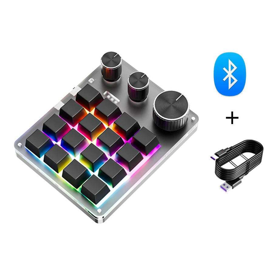 16キー + 3ノブ搭載 3モード対応(有線/Bluetooth/2.4GHz) プログラマブルマクロキーパッド - 画像 (4)