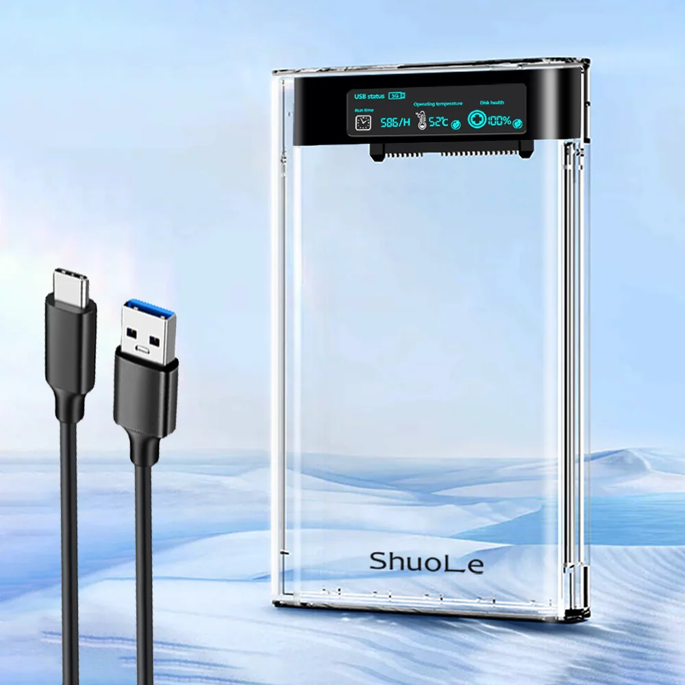 HDスクリーン搭載 2.5インチ SATA HDD/SSD 外付けケース 5Gbps USB 3.2対応