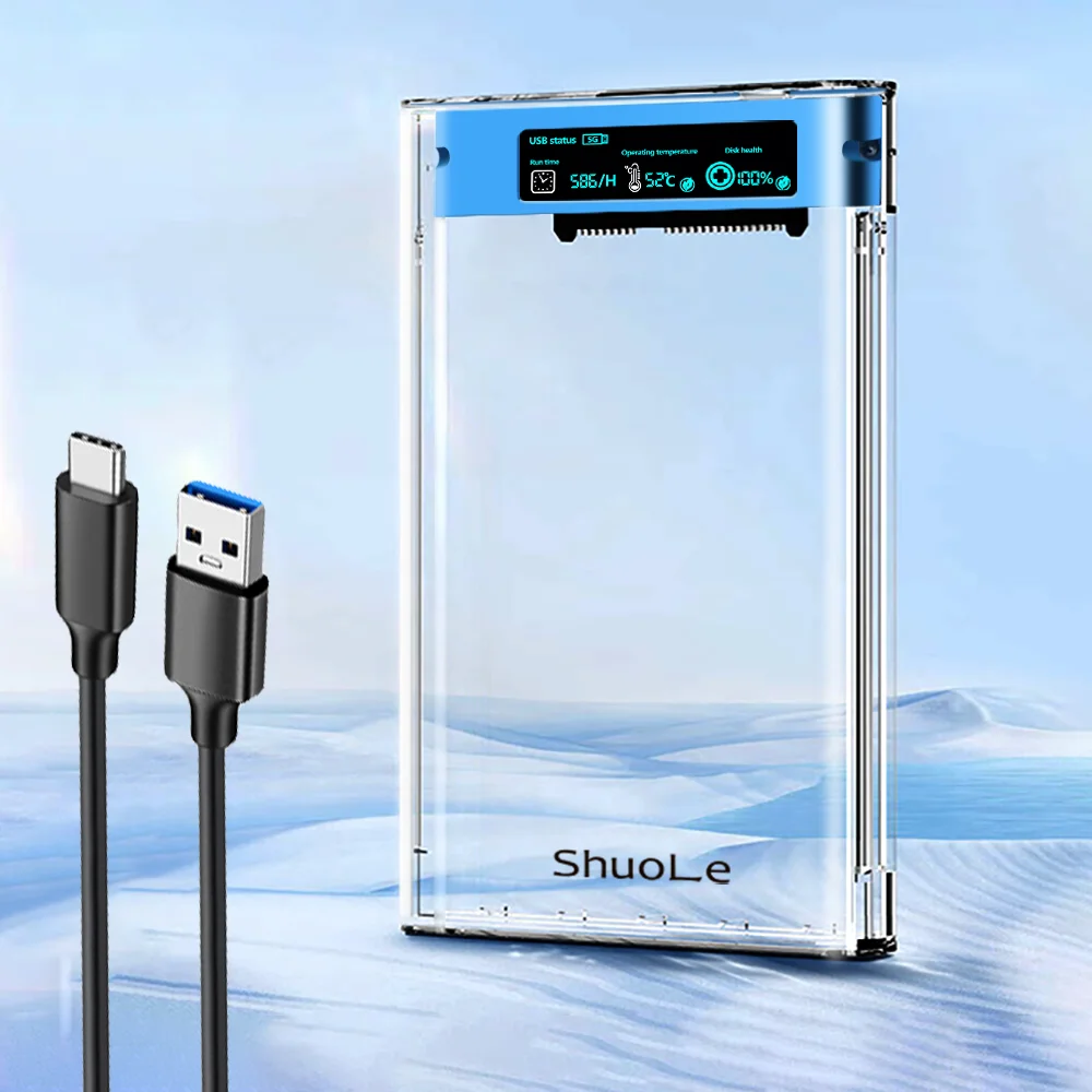 HDスクリーン搭載 2.5インチ SATA HDD/SSD 外付けケース 5Gbps USB 3.2対応 - 画像 (2)