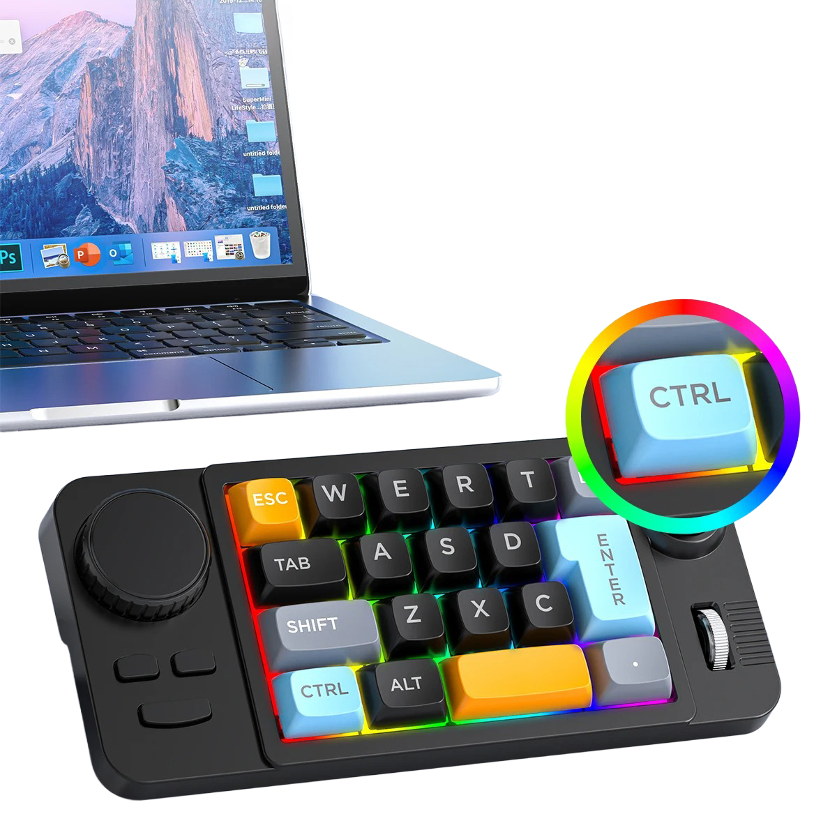 19キーフルプログラマブル ホットスワップ有線メカニカルキーパッド - ノブ・ジョイスティック搭載 - 画像 (2)