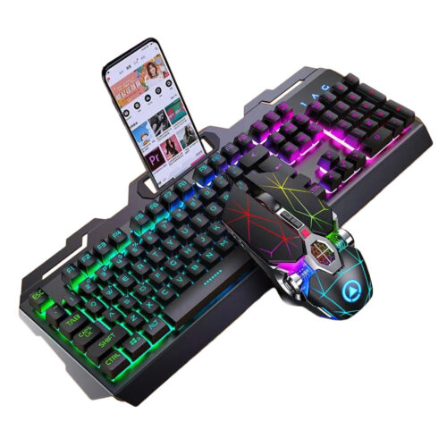 RGBバックライト ゲーミングキーボード＆マウスセット USB有線 104キー 19アンチゴースト