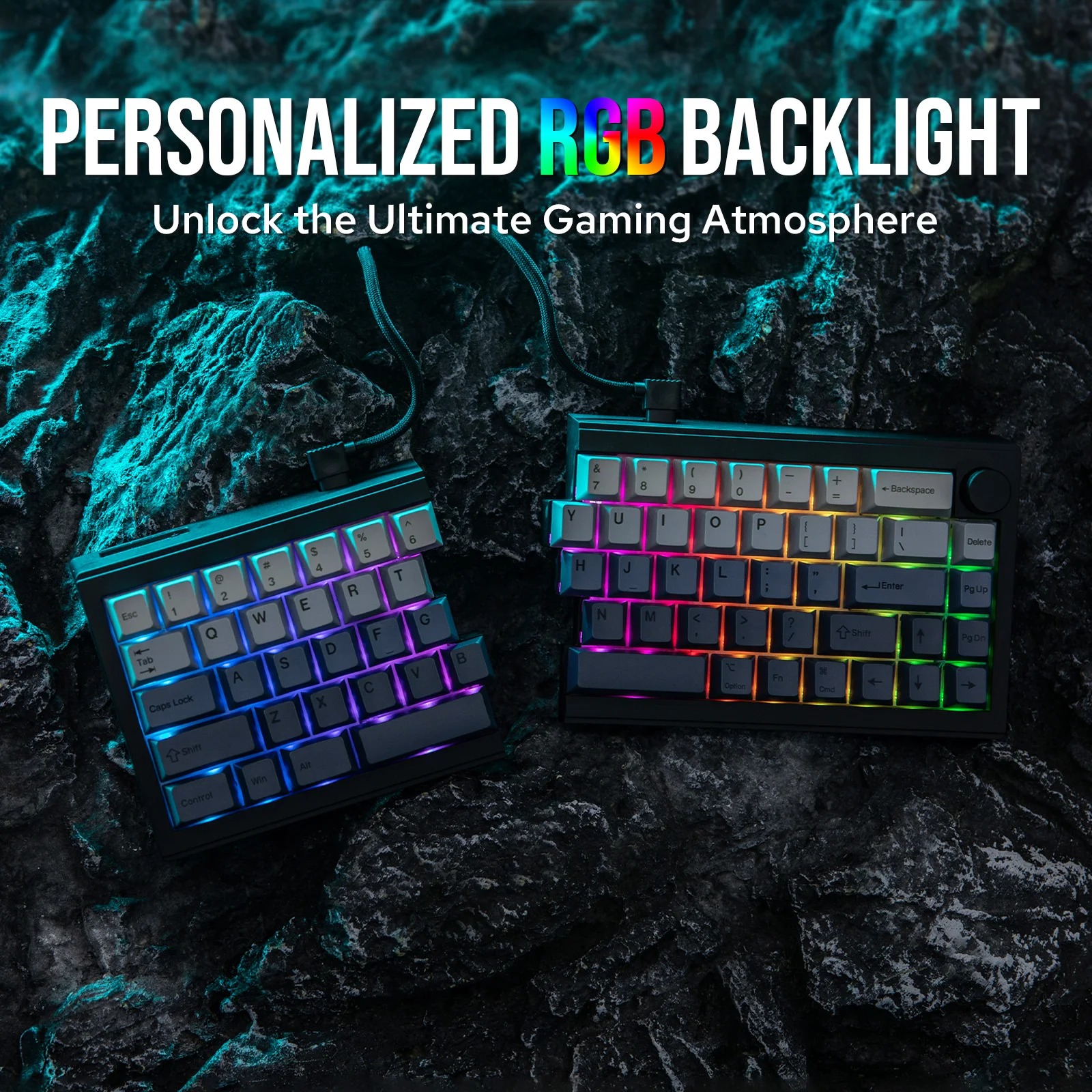 RGBバックライトでゲーミング空間を演出する分割式メカニカルキーボード Split65